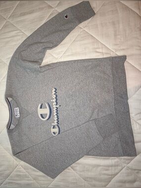 Champion Gray Crewneck Sweatshirt with Logo